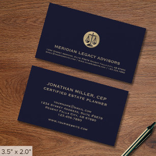 Elegant Guld Scale of Justice Emblem Visitkort