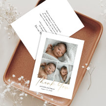 Elegant Guld Script 3 Photo Baby