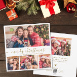 Elegant Guld Script 4 Photo Collage jul Julkort<br><div class="desc">Modern Minimalistisk Elegant Vitt och Guld-skript 4 fotosamlingskort i God jul. Den här snygga, vismliknande, fyra (4) fotokortsmallen har en söt fotokollage och säger "God jul"! Texten "God jul" hälsning är skriven i ett vackert handskrivet skrivet, snabbt och rostiskt färgämne av svan-typstyp eller typografi i guld på vit färg-bakgrund. På...</div>