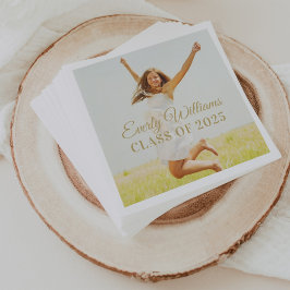 Elegant Guld Script Anpassningsbar 2025 Studenten Pappersservett