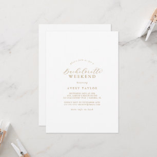 Elegant Guld Script Bachelorette Helg Inbjudningar