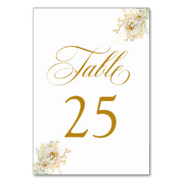 Elegant Guld Script Blommigt Bröllop Bordsnummer 2