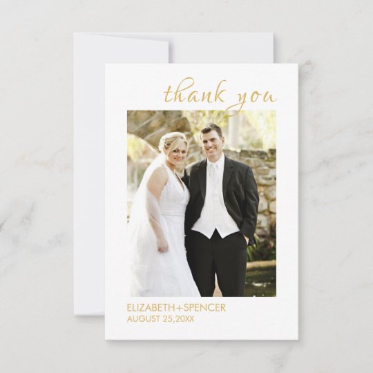 Elegant Guld Script Bröllop Foto - tackkort Tack Kort Zazzle.se