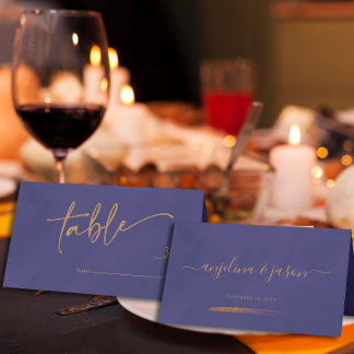 Elegant Guld Script Emerald Lila Bröllop Placeringskort