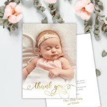 Elegant Guld Script Newborn Baby Photo Tack