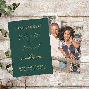 Elegant Guld Script par Photo Grönt Spara Datumet