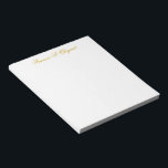 Elegant Guld Script Personlig, Anteckningsblock<br><div class="desc">anteckningsblocket för skriptpersonlig i Elegant guld.</div>