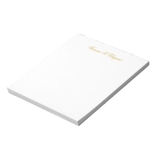 Elegant Guld Script Personlig Note Pad Anteckningsblock (Roterad)