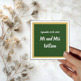 Elegant Guld Script Ram på Guld Cocktail napkin Pappersservett