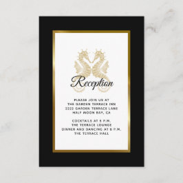 Elegant Guld Seahorse Tropical Wedement Reception Tilläggskort