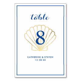 Elegant Guld Seashell Kusten Bröllop Bordsnummer