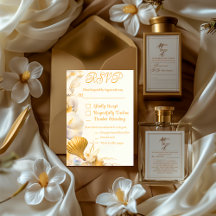 Elegant Guld Seashell OSA Bröllop Card