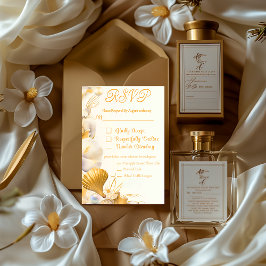 Elegant Guld Seashell OSA Bröllop Card Kort