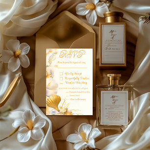 Elegant Guld Seashell OSA Bröllop Card Kort
