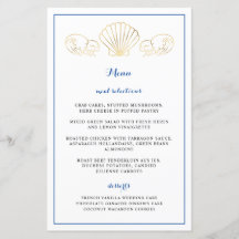 Elegant Guld Seashell Vågar Wedding Reception Menu