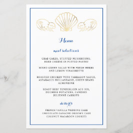 Elegant Guld Seashell Vågar Wedding Reception Menu