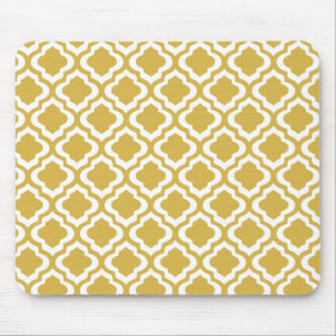 Elegant guld- senapsgultt marockansk Quatrefoil Musmatta