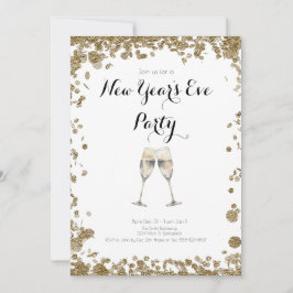Elegant Guld Sequins Nyårsafton Inbjudningar