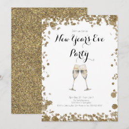 Elegant Guld Sequins Nyårsafton Inbjudningar
