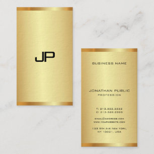Elegant Guld ser modern Lodrät Monogram Visitkort