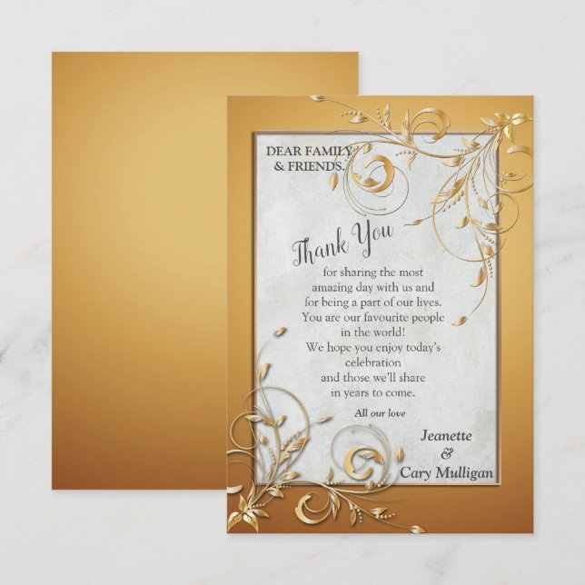 Elegant Guld shades & Abstrakt blommor OSA Kort (Fram/baksida)