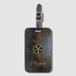 Elegant Guld Shamrock,Klöver läder utseende Bagagebricka