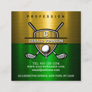 Elegant Guld Shield Monogram Design Fyrkantigt Visitkort