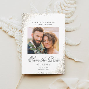 Elegant Guld Shimmer Bröllop Photo Save Date Inbjudningar