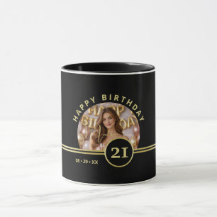 Elegant guld signaturmonogram med foto mugg