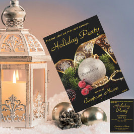 Elegant Guld Silver Black Corporate Julfest Inbjudningar