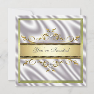 Elegant guld silver silke/satin-inbjudningsmall inbjudningar