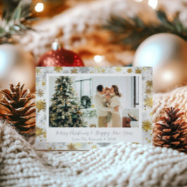 Elegant Guld & Silver-snöflingkort för Helgdag Helgkort