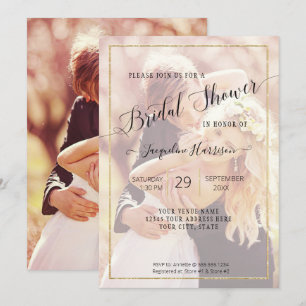 Elegant Guld Simple Script Möhippa Photo Inbjudningar