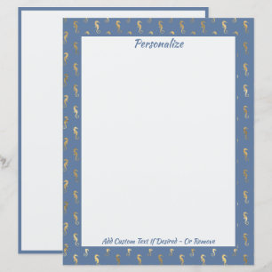 Elegant Guld-sjöhästar Ocean Beach-tema