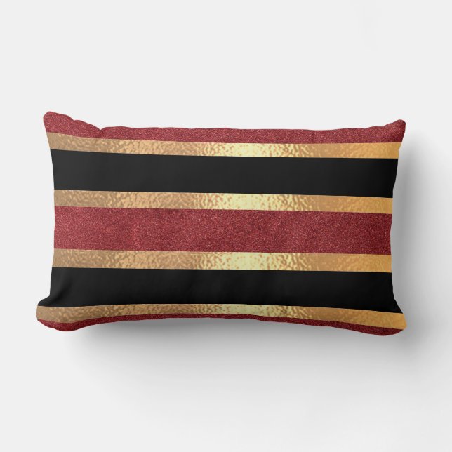 Elegant Guld-skada på Burgundy Lumbarkudde (Framsida)