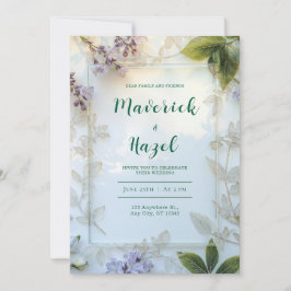 Elegant Guld Skelettblad Lavendel Blomma Inbjudningar