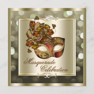 Elegant guld- skimrande ljusBokeh maskerad Inbjudningar