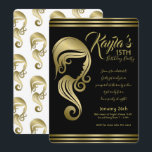 Elegant Guld Skönhet Tjej Hår & Makeup Salong Part Inbjudningar<br><div class="desc">Anpassa för alla evenemang</div>