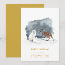 Elegant Guld, skript Arktisk vinterminimalist Julkort