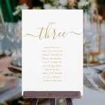 Elegant Guld Skript Bordsnummer 3 Sittdiagram<br><div class="desc">De här guld och vita namnteckning manusskript,  dubbla 3-platskort i bordsnummer är perfekt för alla firande. Designad av Thisisnotme©</div>
