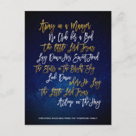 Elegant Guld-skript bort i en Manger Festive Sång Helg Vykort