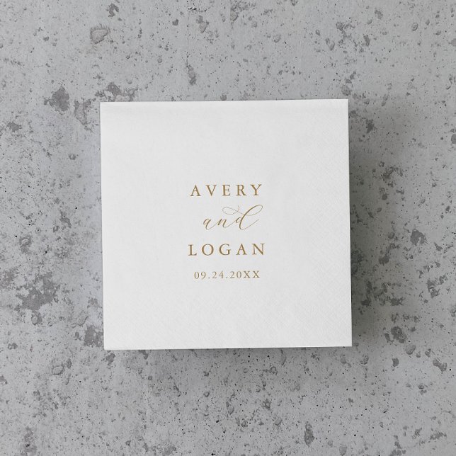 Elegant Guld Skript Bröllop Napkins Pappersservett (Skapare uppladdad)