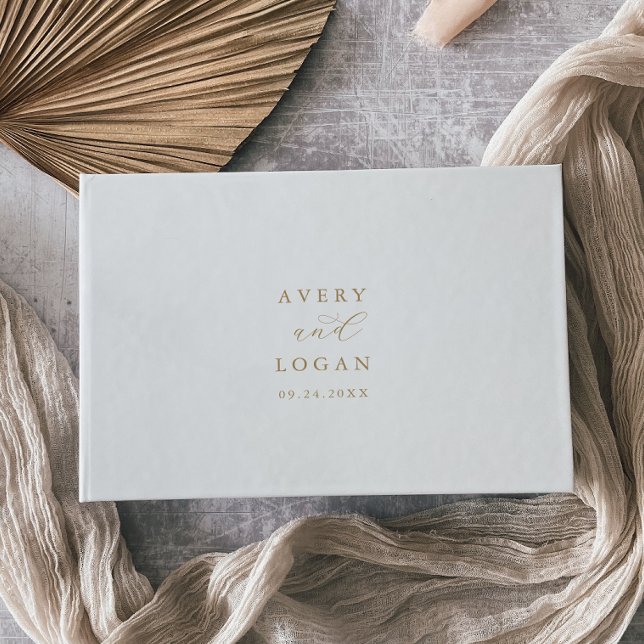 Elegant Guld-skript Monogram Bröllop Guest Bok (Skapare uppladdad)