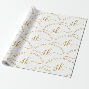 Elegant Guld Skript Namn Monogram God jul Presentpapper