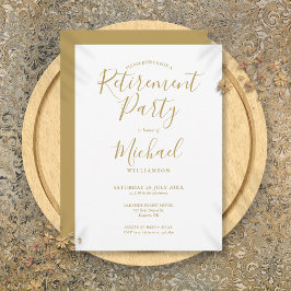 Elegant Guld Skript Pension Party Inbjudningar