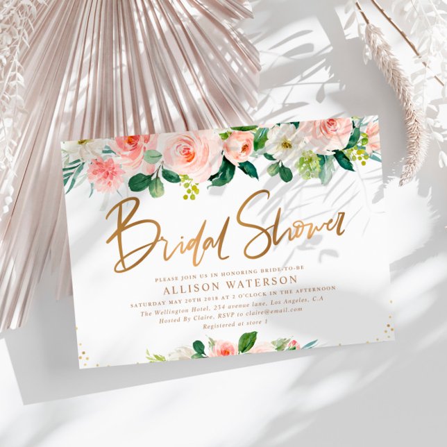 Elegant guld-skript, rosa och  möhippa inbjudningar (Skapare uppladdad)