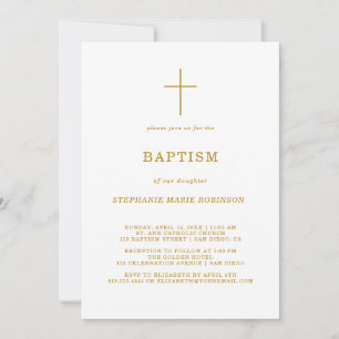 Elegant Guld Skriptcalligraphy Kor Baptism Inbjudningar