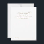 Elegant Guld Skriptdatumnattsaviseringskort för Rådkort<br><div class="desc">De här guld-manuskort för att skriva datum och natt är perfekten för en enkel bröllopsmottagning eller möhippa. Den minimalistiska guld och vita designen har finare romantisk typografi med modern glam stil. Anpassade i alla färg. Behålla designen minimal och klassad som den är, eller anpassa den genom att lägga till egna...</div>
