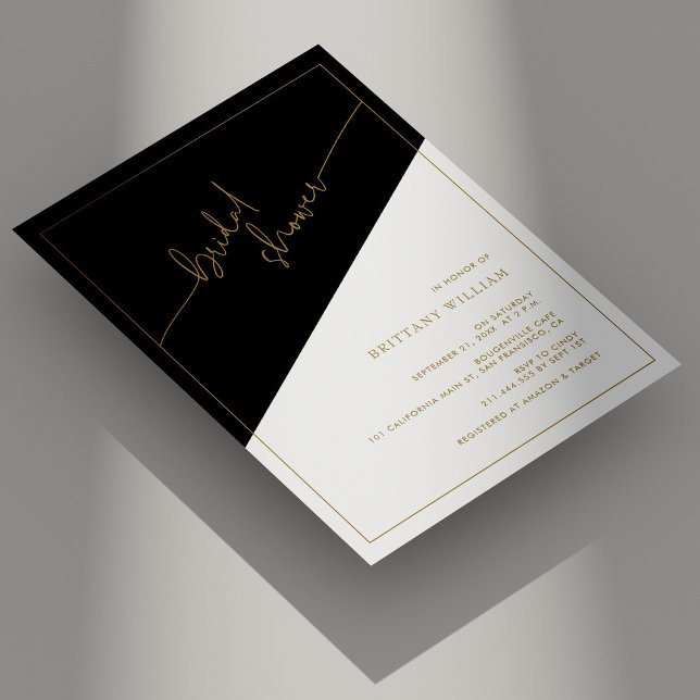 Elegant Guld-skriptets geometriska Möhippa Inbjudningar (Personalized Elegant Gold Script Geometric Bridal Shower Invitation)