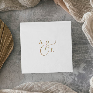 Elegant Guld Skriptmonogram Bröllop Napkins Pappersservett